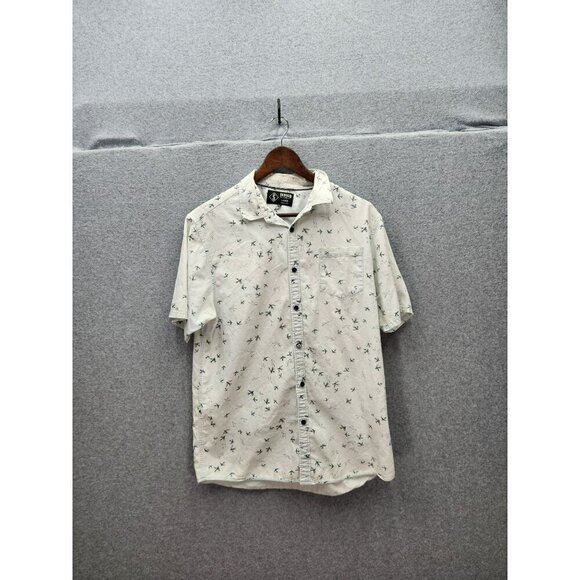Indigo Star Mens Large Bird Print Short Sleeve Button-Up Shirt - Picture 1 of 6